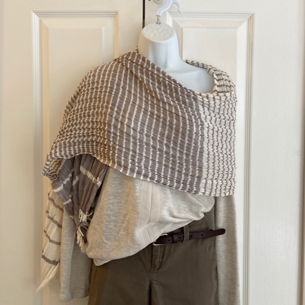 Uniglo cotton taupe gauzy scarf